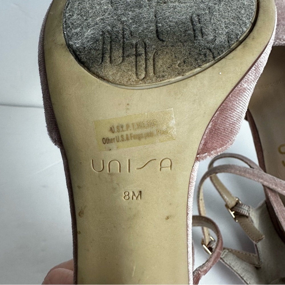 Unisa Velvet Heels Women's Size 8 M Shoes Pink Buckle - Picture 7 of 8